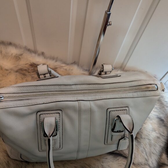 Coach Hampton -F13811 White Leather Satchel - Picture 11 of 15